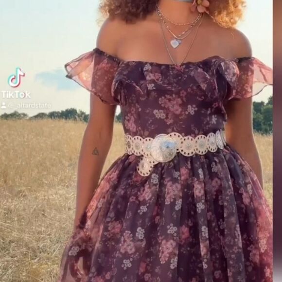 ALTAR'D STATE Valentina Ruffle Floral Maxi
Maroon Dress, Size Medium-F2 - Picture 2 of 8